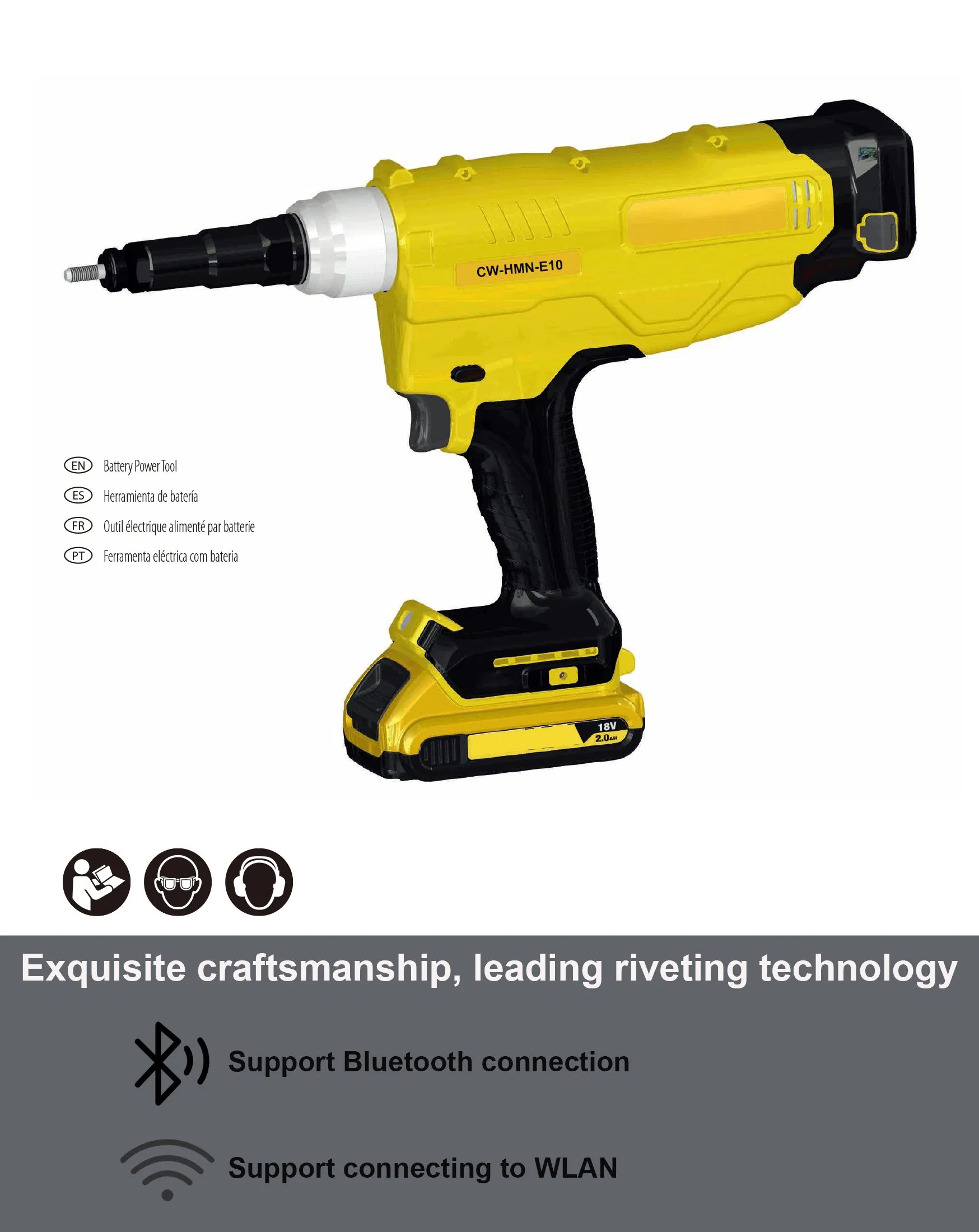 Cordless Electric Rivet Gun with Rechargeable Battery Pack