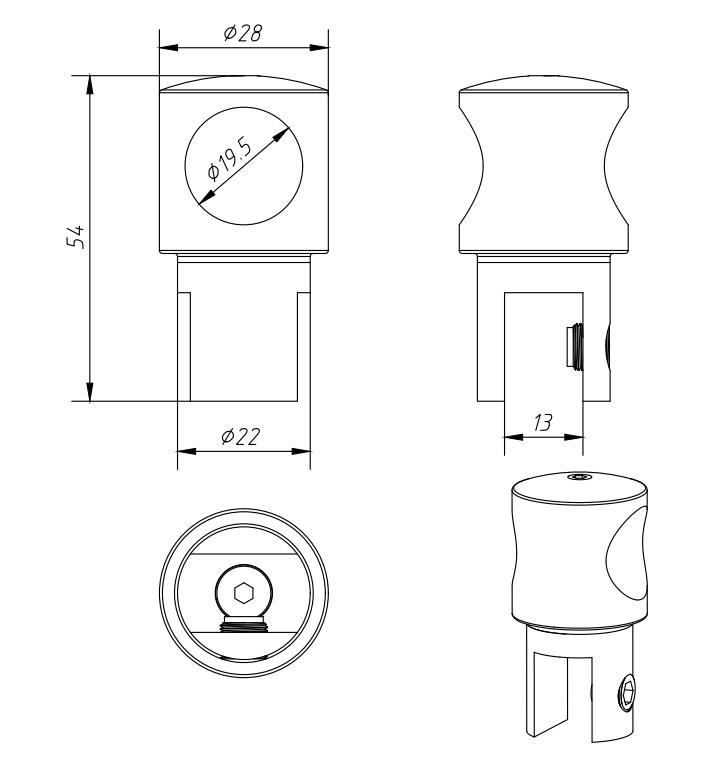 Wholesale Private Label Shower Door Hardware Polished-Stainless-Steel Terminal Pipe-Rack Connector