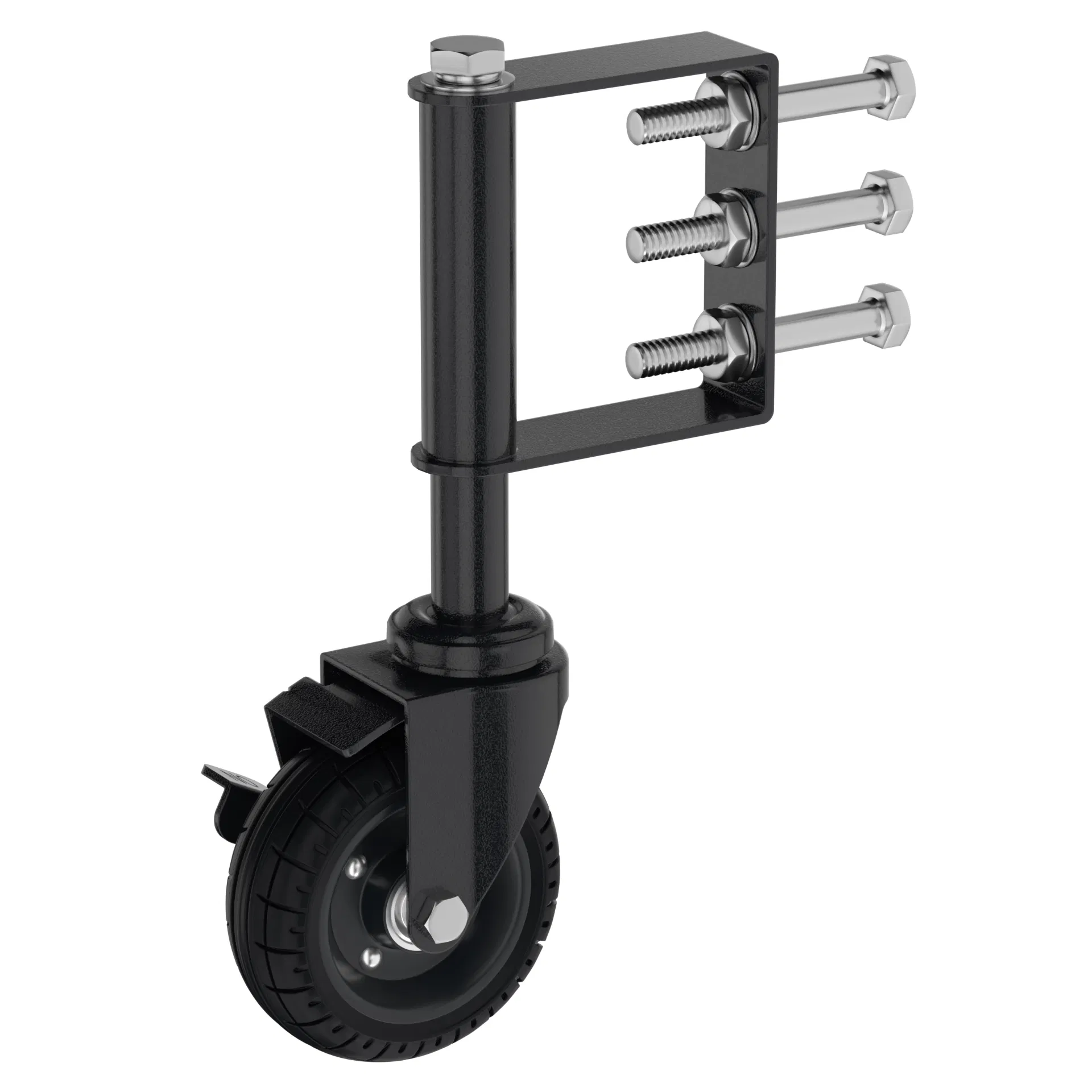 Door Caster with Brake for Wood Gates 4 Inch Wheel