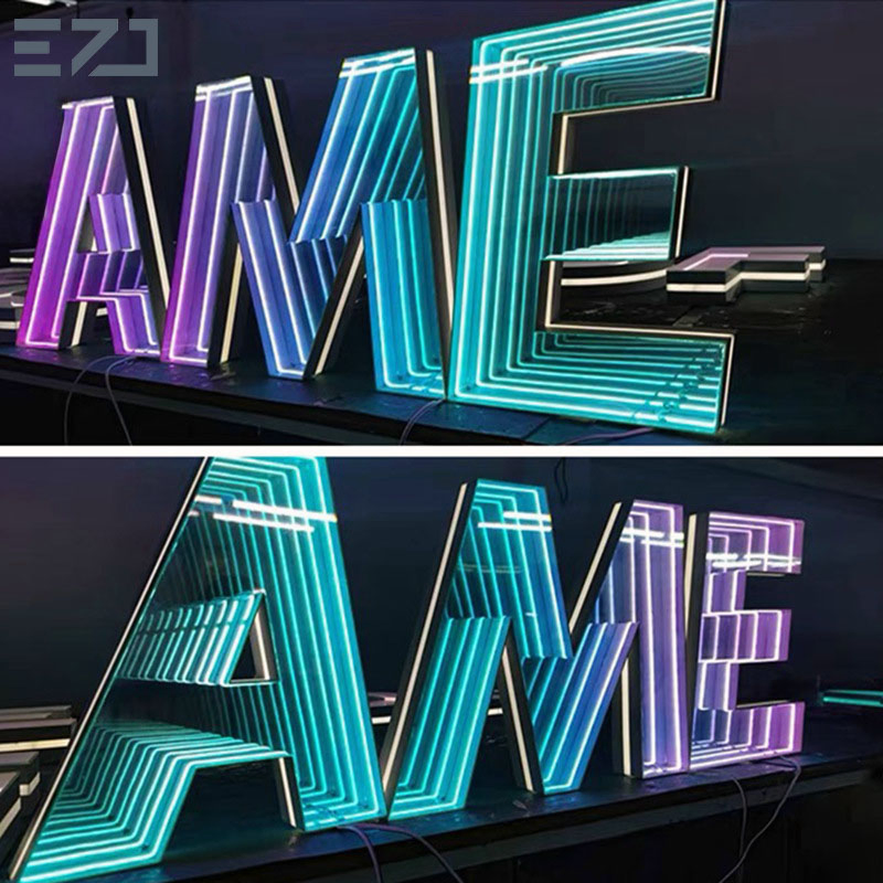 Endless Infinite Tunnel LED Letter Sign Board Outdoor 3D LED Big Letters