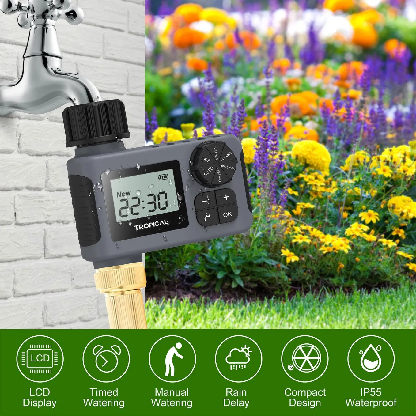 Automatic Watering System Waterproof Smart Water Valve Digital Water Timer