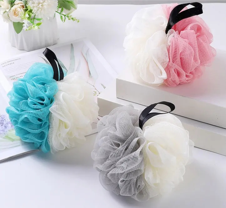 Bath Shower Loofah Sponge 60g 70g 80g Bath Mesh Pouf Shower Ball Body Scrubber Exfoliating Bath Sponge