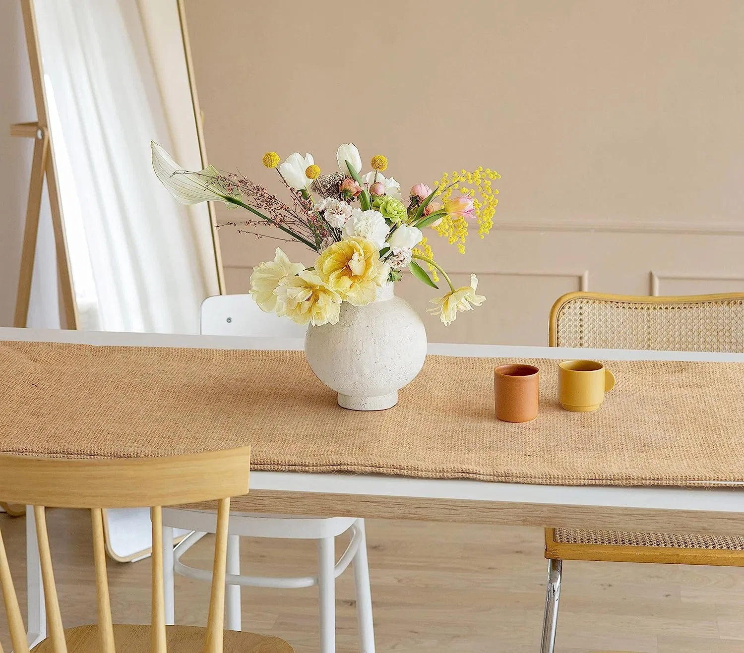 Natural Rustic Jute Burlap Table Runner with Tassels Runner