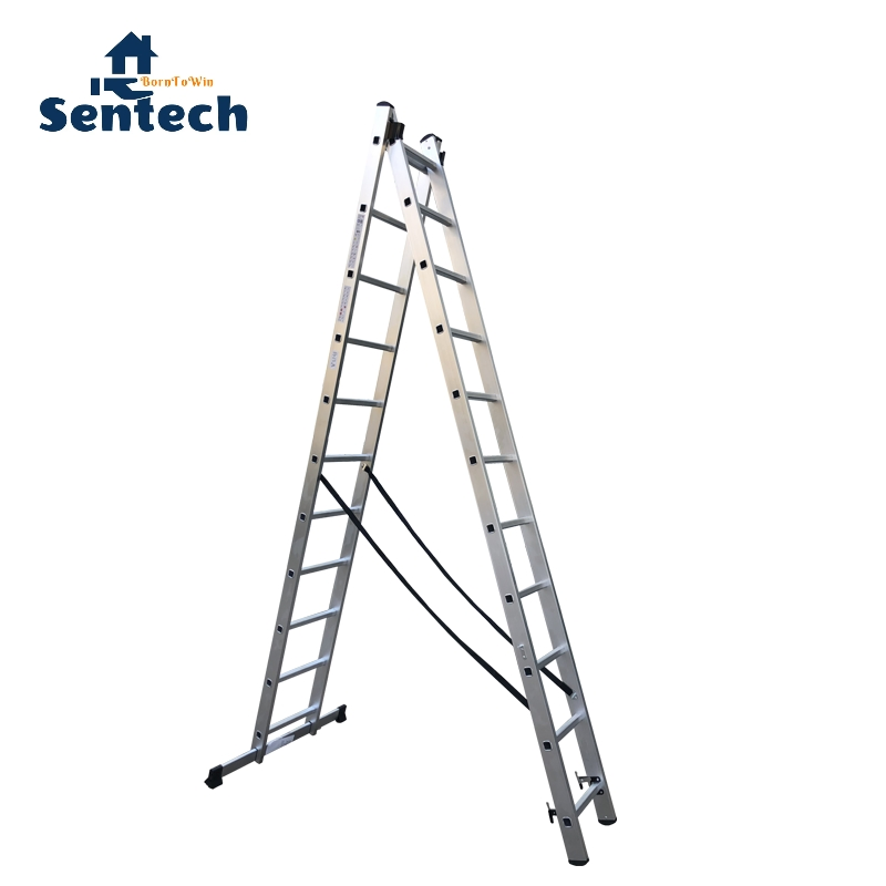 3X11 Steps Construction Aluminum Extension Ladder for Industrial Purpose En131 with 150kg Loading