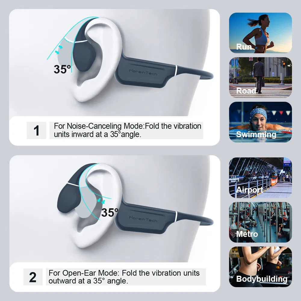 Es-998PRO Wireless Headset Bluetooth Bone Conduction Headphones Sport Earphone Factory OEM ODM Gray