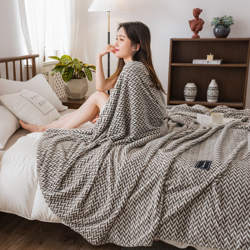 Blanket Single Double Thickened Yarn Dyed Milk Wool Blanket Flannel Blanket