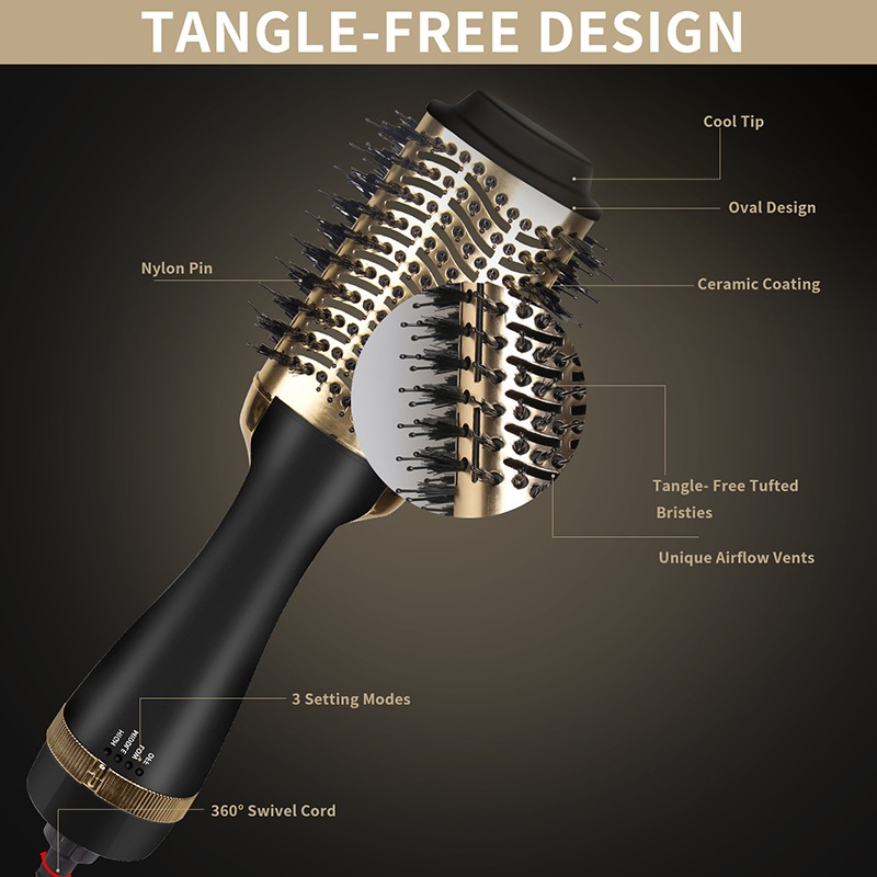 Hot Brush 24K Gold One-Step Hair Dryer and Volumizer Curler Comb