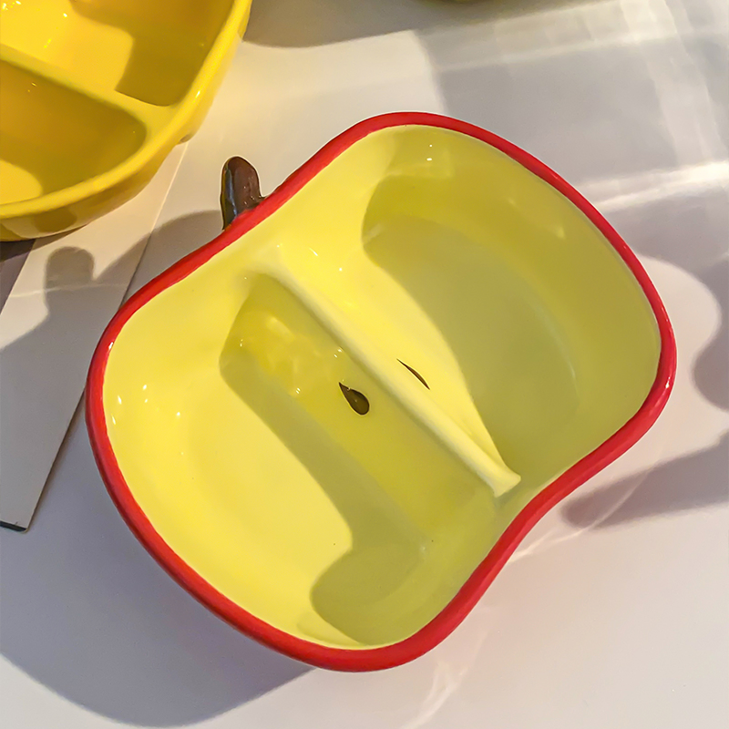 Stackable Fruit Shaped Ceramic Dipping Dish - Space-Saving Apple & Banana Snack Dishes