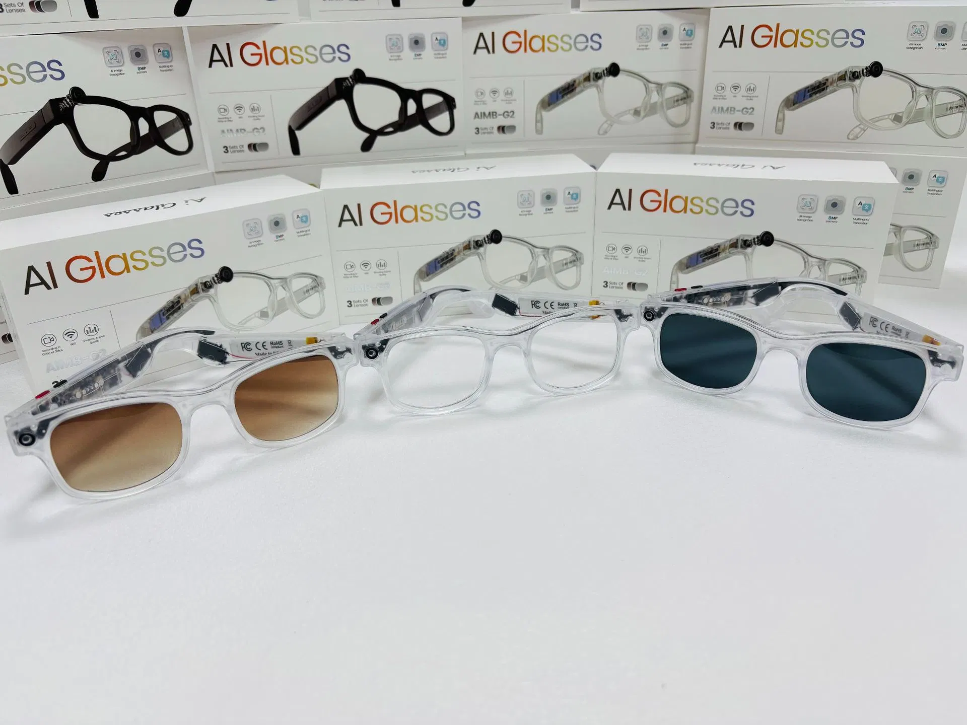 8MP HD Camera Smart Ai Glasses for Aimb-G2 Bluetooth Call Voice Assistant Ai Live Translation Voice Video Recording