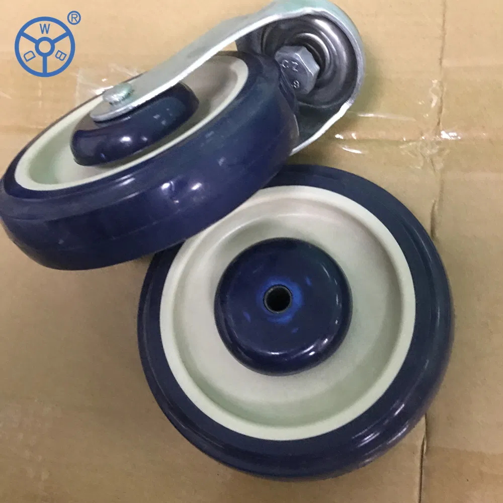 Wbd China Wheel Manufacturer Blue Shopping Cart Caster Wheels 100 125 mm Diameter