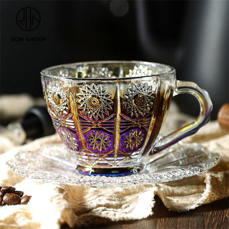 Hot Selling Premium Drinkware Printed Cappuccino Cafe Water Tea Glass Cup for Coffee Shop Restaurant