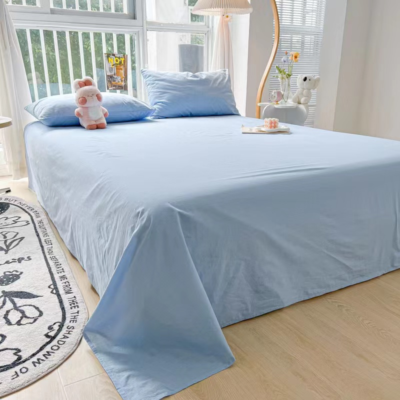 High-Grade Solid Color Student Washed Cotton Sheets Brushed Sheets for Dormitory