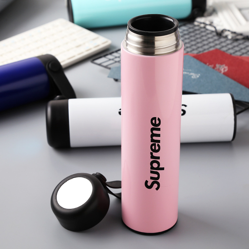 Simple Solid-Colored Stainless Steel Vacuum Water Bottle with Logo