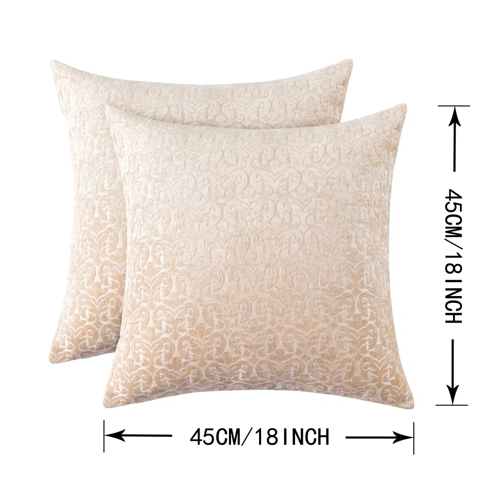 Decorative Square Throw Pillow Covers 18*18 Inch Set of 2, Super Soft Chenille Pillowcase for Living Room Bedroom, Chenille Pillowcase for Bedroom