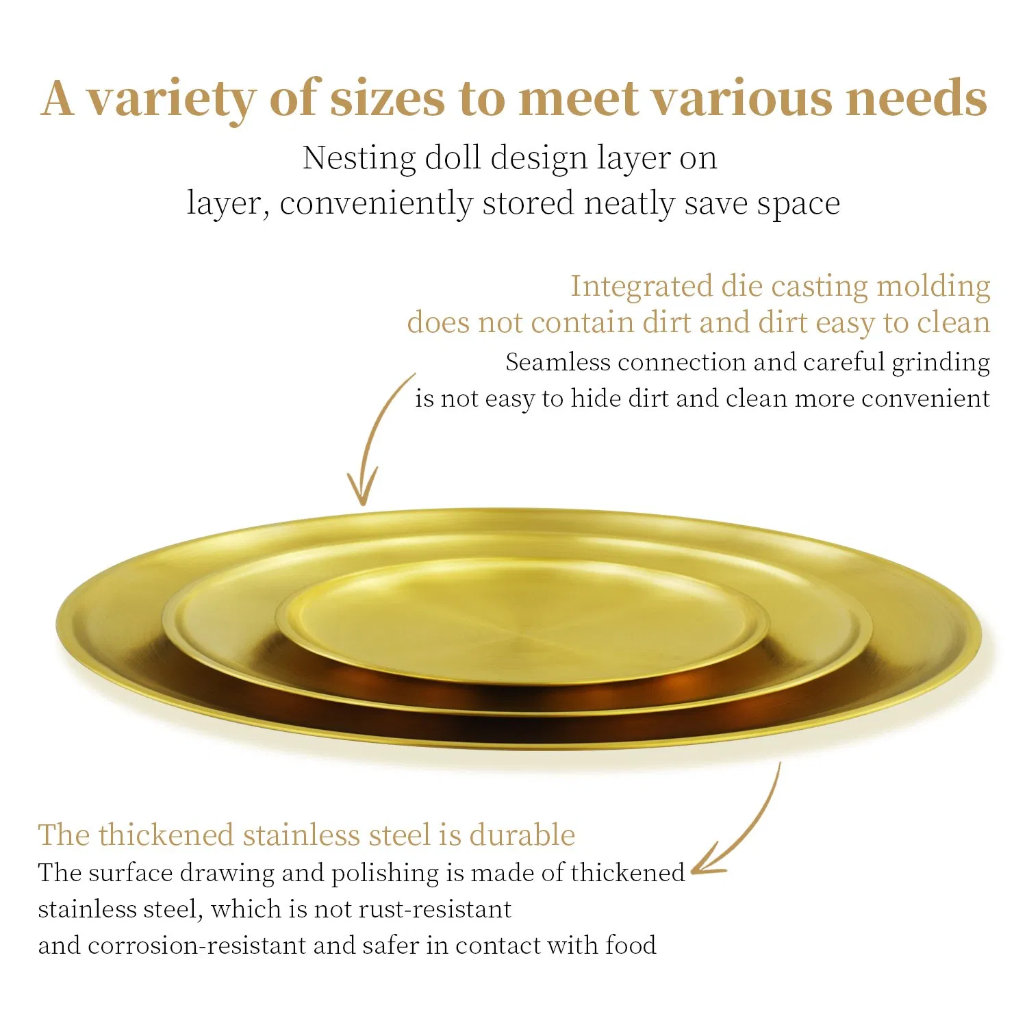 Korean Stainless Steel Golden Vintage Platter Tray