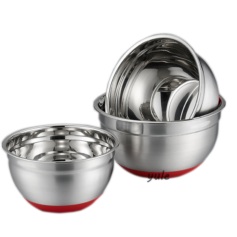 Colorful Stainless Steel Mixing Bowl Set with Colorful Silicone Bottom
