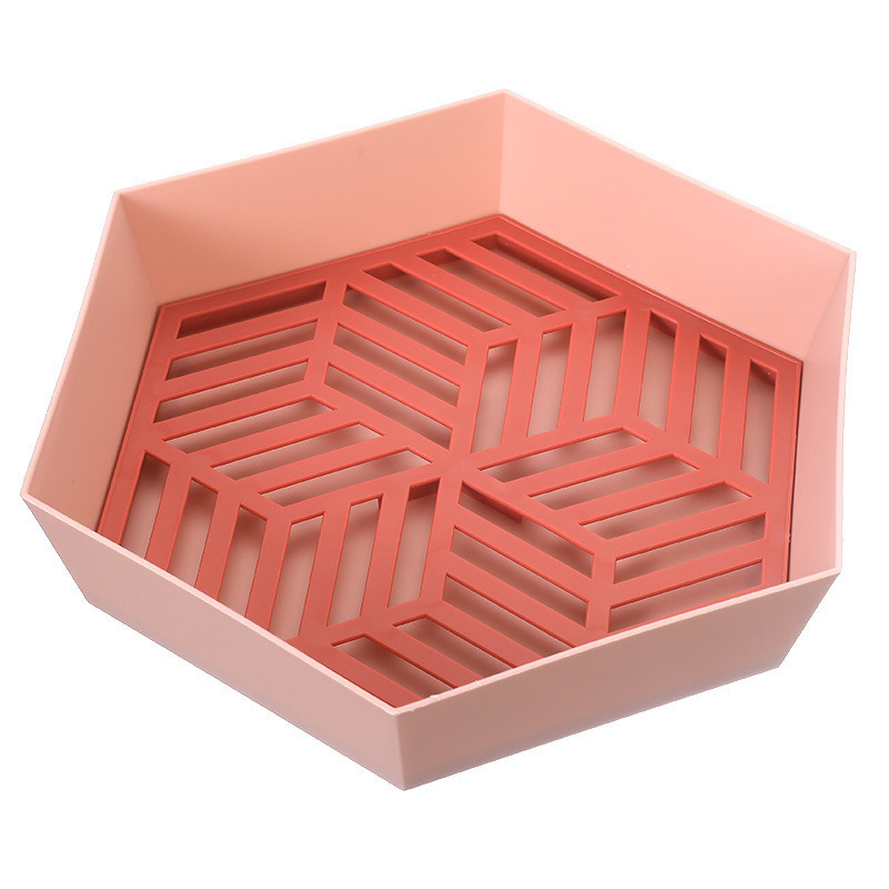 Creative Double Layer Fruit Drain Basket Snack Tray for Kitchen Mi22325