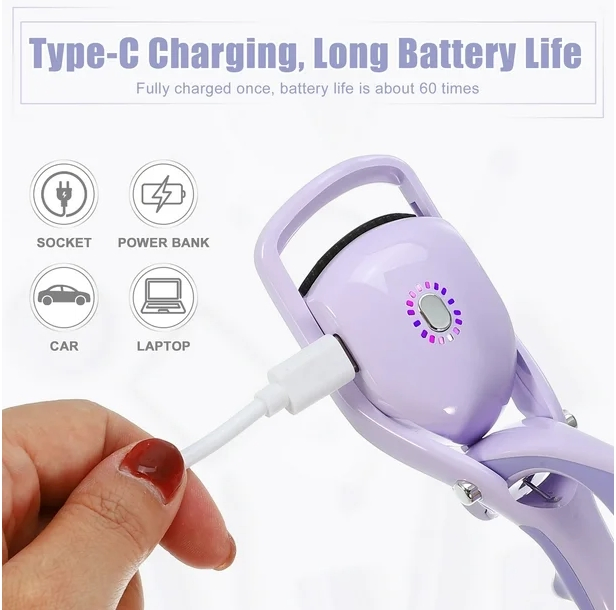 Unique Bargains Heated Eyelash Curler 3 Temperature Heating Eyelash Curler for Lift and Curl Natural Eyelashes Purple
