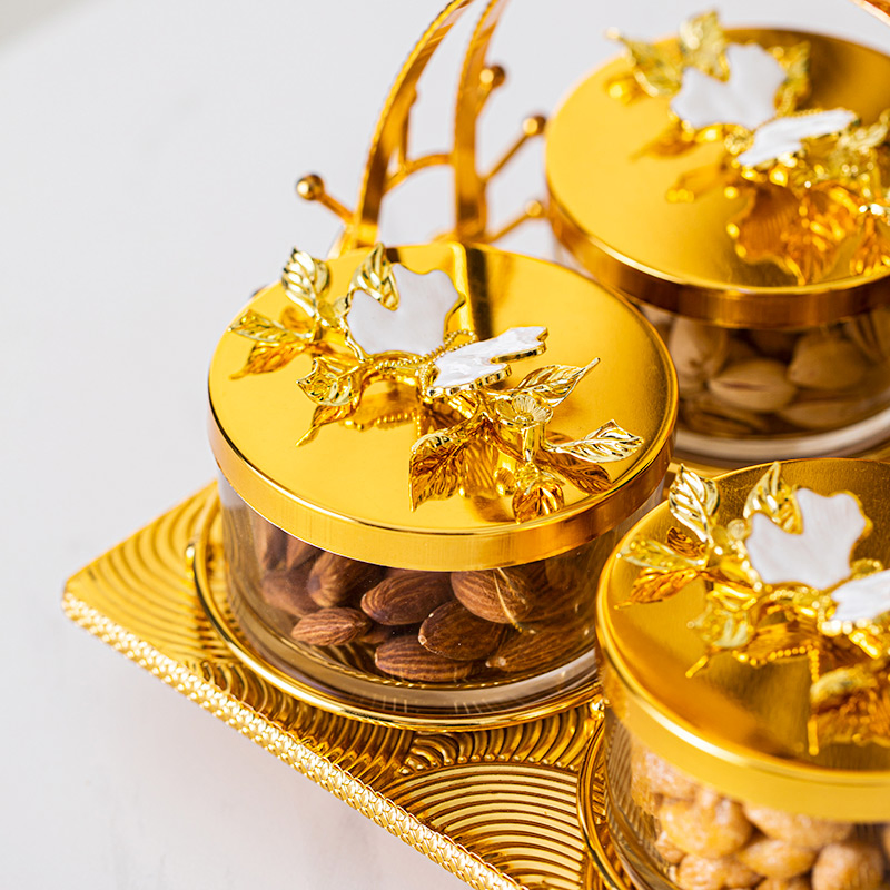Includes 4 Glass Bowls and a Gold-Plated Iron Stand Candy Bowl