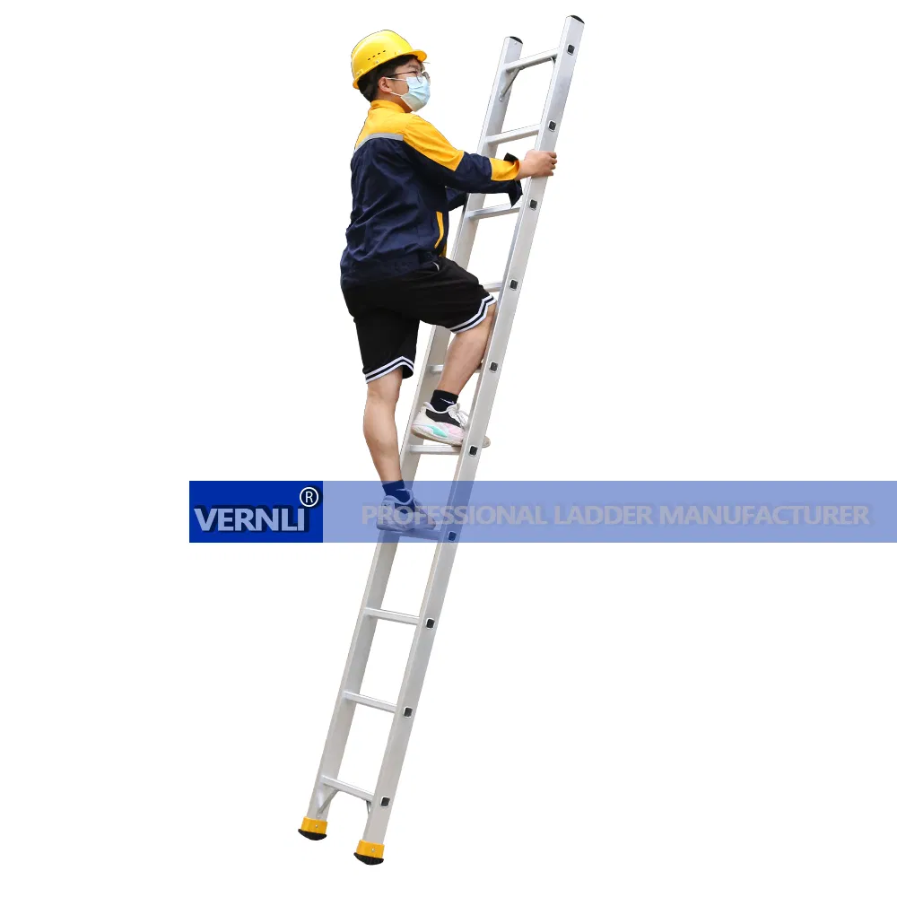 Factory OEM High Quality 10 Step Aluminum Single Straight Stable Domestic Ladders Customizable 375lbs
