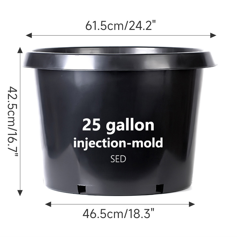 Пластиковые цветочные горшки круглые, 1-25 галлонов