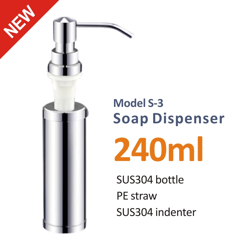 Hotel Kitchen Sinks Stainless Steel Liquid Soap Dispenser Hand Sanitizer Manual Foam Soap Dispenser with Plastic Bottle