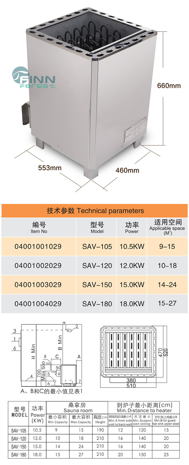 Мощный обогреватель для сауны 10.5-36 кВт