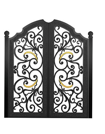 Exterior Security Entrance Wrought Iron Garage Gate Door for Courtyard Garden Security Metal Door