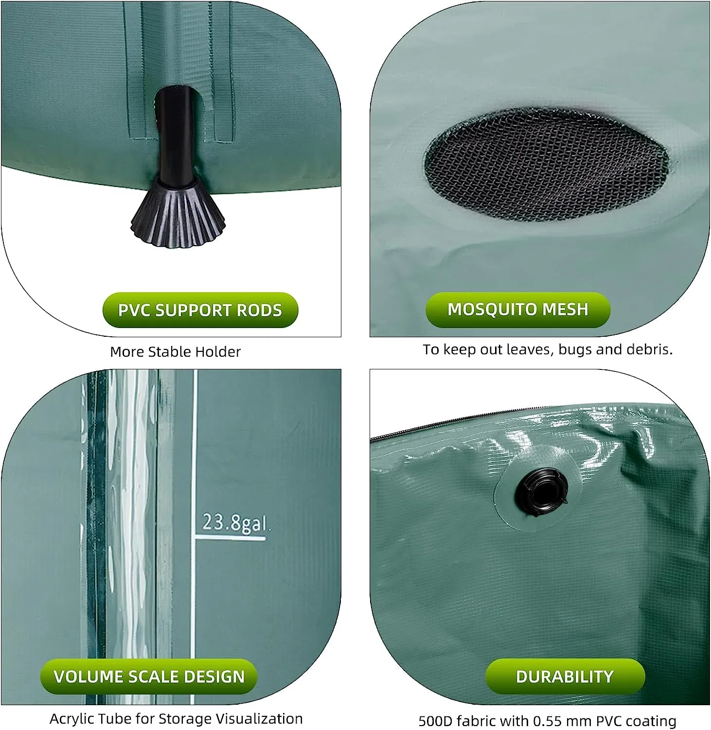 Rain Barrel Durable Water Butt Bucket PVC Durable Water Tank for Garden Water Tanks 100L-1000L