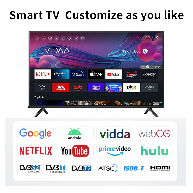 2005 New Manufacturer Television 55 65 75 85 98 Inch LED Android Smart TV