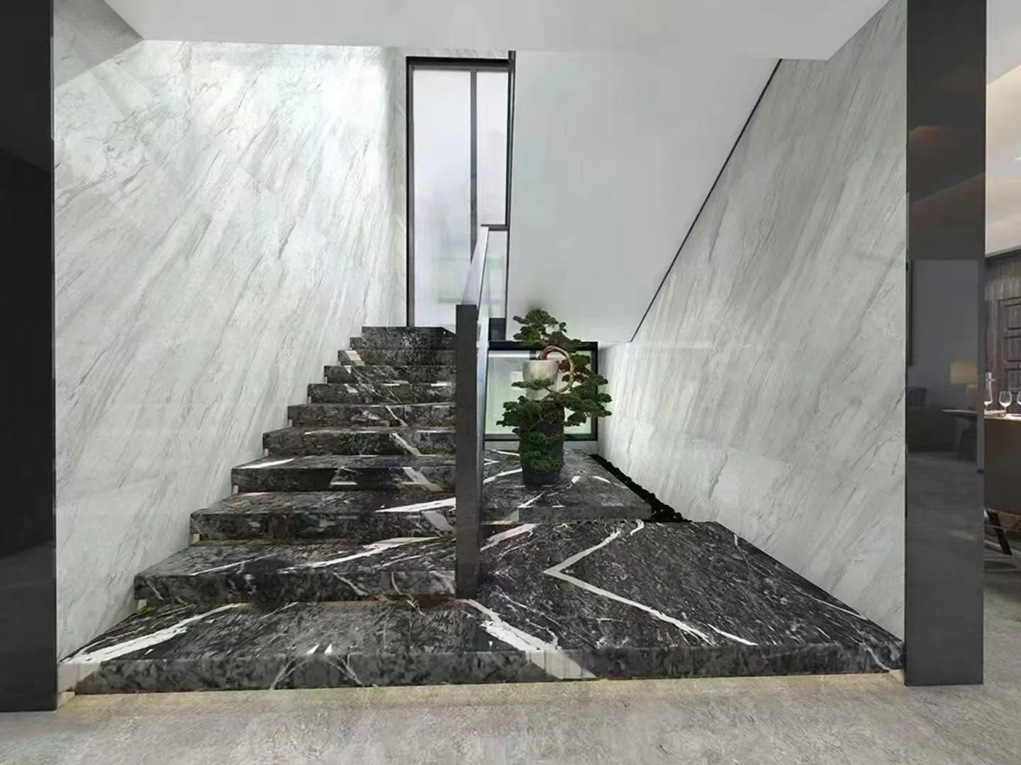 Luxury Napoleon Black Marble with White Veins for Wall/Floor Tile /Stair / Table Top