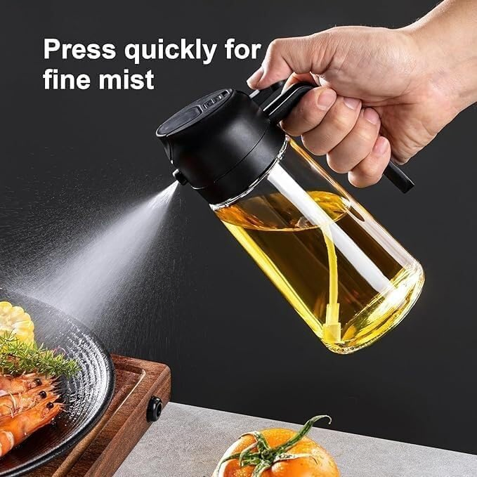 DS-2646BL 16oz Oil Dispenser Bottle for Kitchen 2 in 1 Olive Oil Dispenser and Oil Sprayer 470ml Olive Oil Bottle for Kitchen Cooking Factory Price
