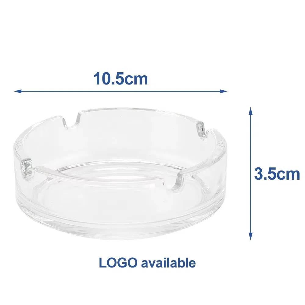 Custom Logo Small Size Round Transparent Crystal Glass Ashtray for Restaurant Hotel and Party Cigar Smoking for Hotel Restaurant