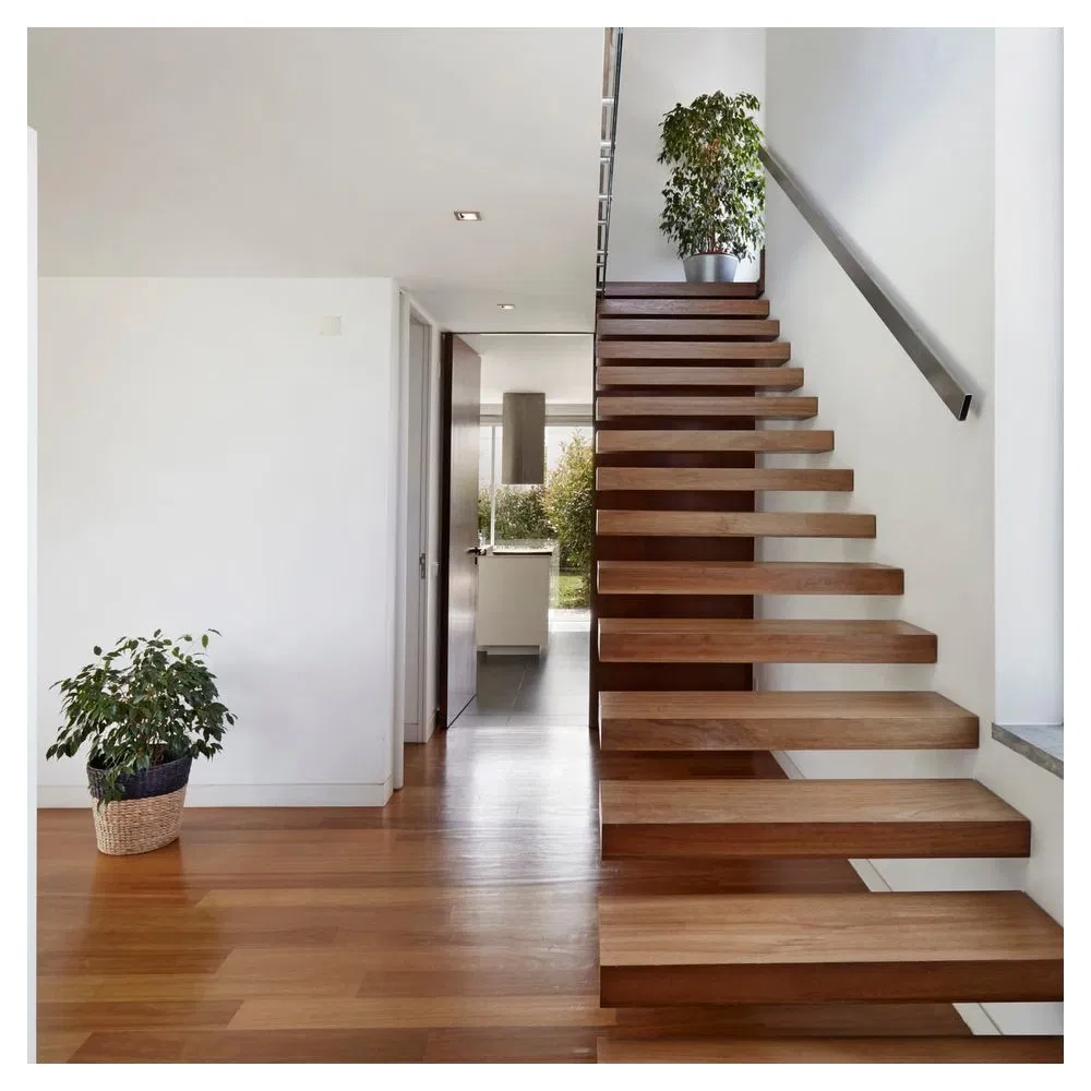Top-Quality Interior Wooden Tread Modern Floating Staircase