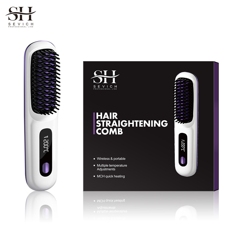 Cordless Mini Hair Straightener Brush Comb Product Ceramic Electric Hair Straightener Comb