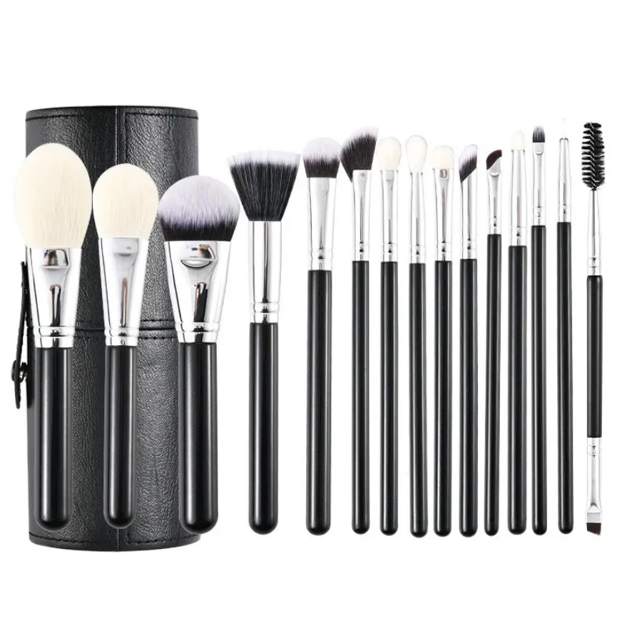 15PCS Synthetic Hair Wood Handle Cosmetic Brushes Kit Blending Makeup Brush Set