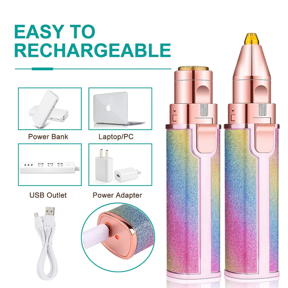 Mini Electric 2 in 1 Women's Body Eyebrow Shaver Painless Hair Barber Facial Nose Razor Beard Trimmer