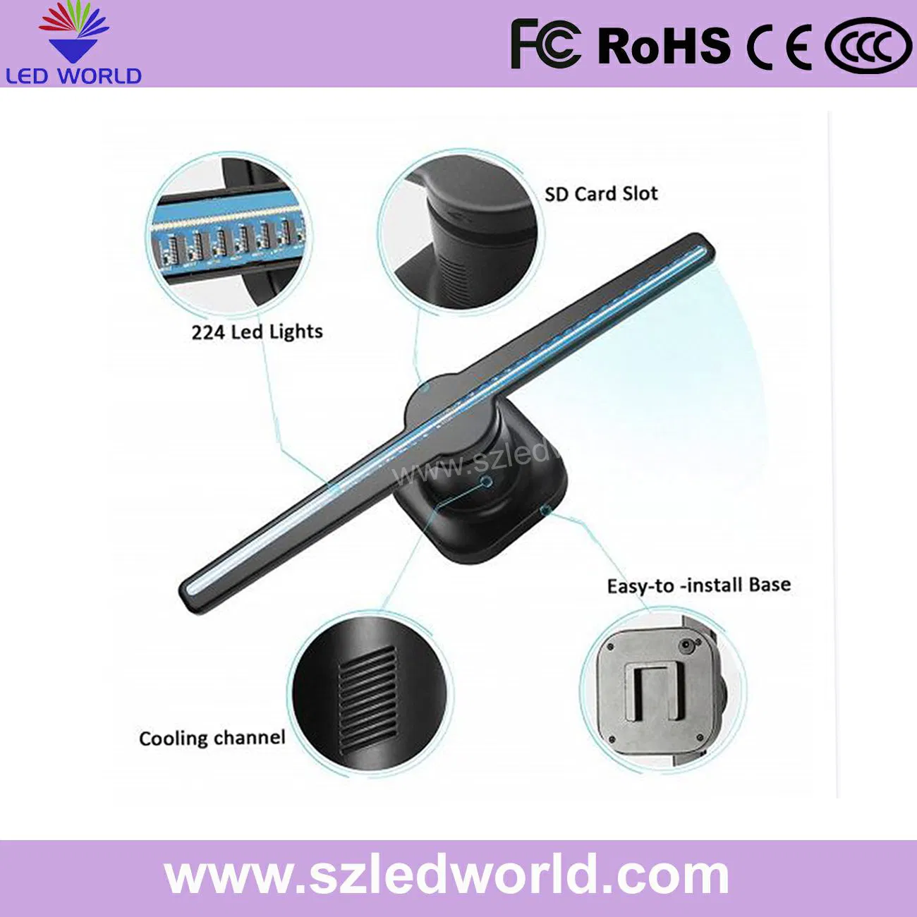 70cm Diameter Hologram 3D LED Fan for Showcase