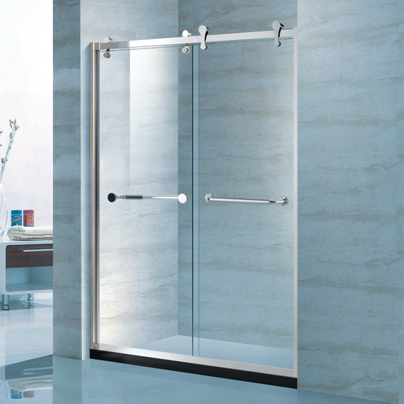 Matte Black Frameless Aluminum Shower Enclosure Room Bathroom Tempered Glass Sliding Shower Door