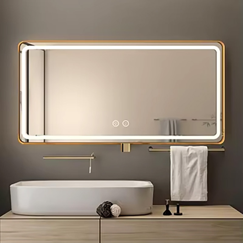 Умное прямоугольное зеркало для ванной с подсветкой