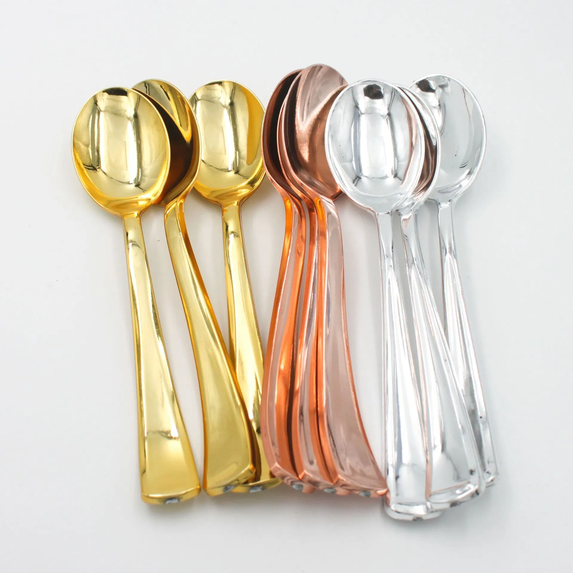 Gold Rose Gold Silver Disposable High Quality Plastic Plated Cutlery Birthday Wedding Party Tableware Set