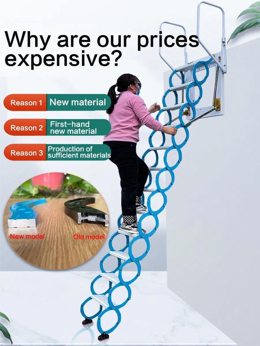 Outside Stairs Telescopic Staircase Attic Home Indoor and Outdoor Platform Wall Hanging Folding Simple Shrinkage Thickened Fire Escape Ladder