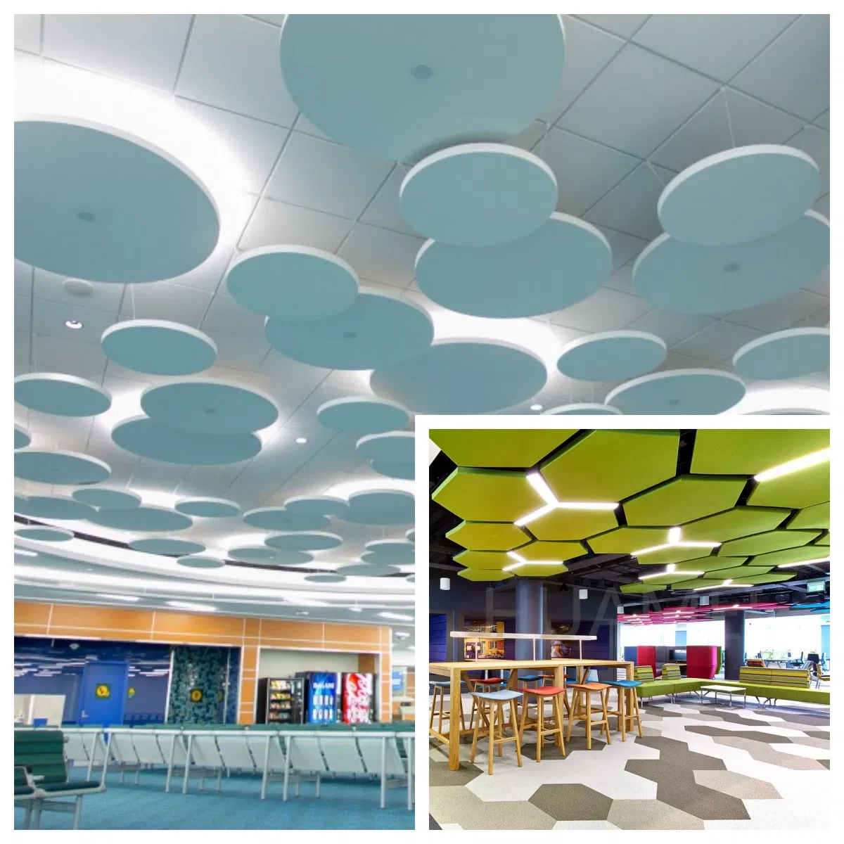 Eco-Friendly Decorative Hanging Ceiling Acoustic Ceiling Panels Sound Proof Fiberglass Panels
