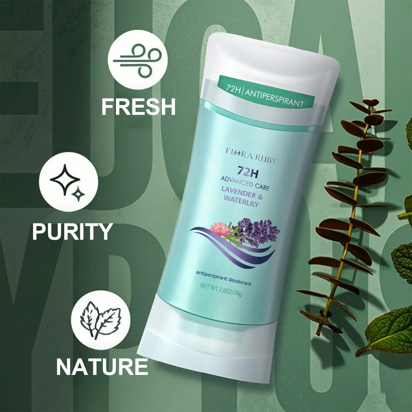 Portable Deodorant with Soothing Antiperspirant and Pearl Beads