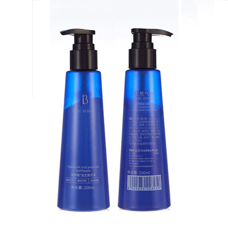 OEM Own Brand Gum Protection Oral Hygiene Hyaluronic Acid Probiotic Pump Bottle Toothpaste with Logo