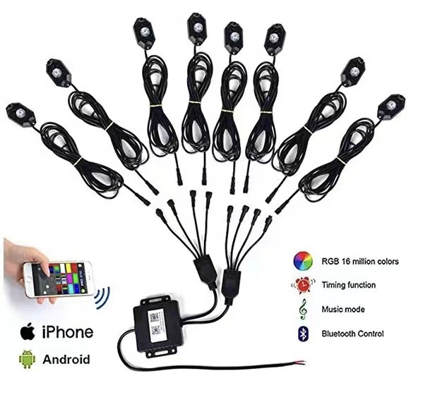APP-Controlled 8-Pod RGB LED Car Rock Light