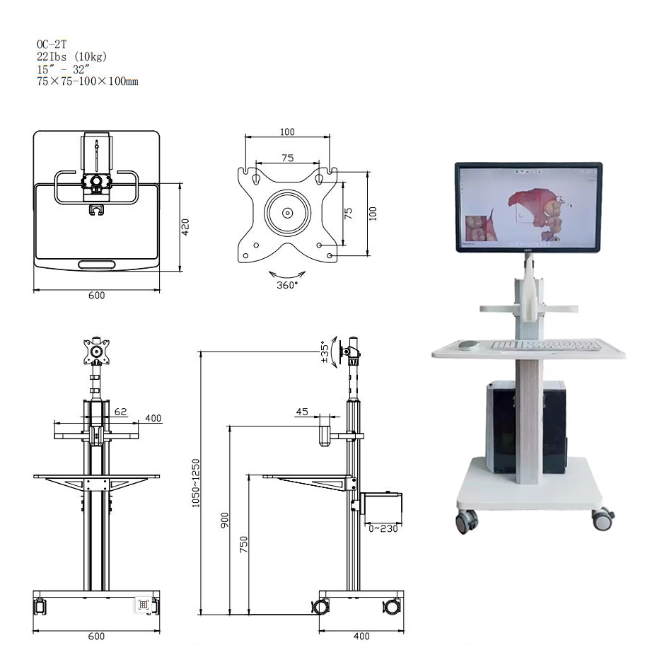 Hospital Medical Trolley Nurse Mobile Computer Medical Workstation Dental Cart OEM Packing Furniture Type