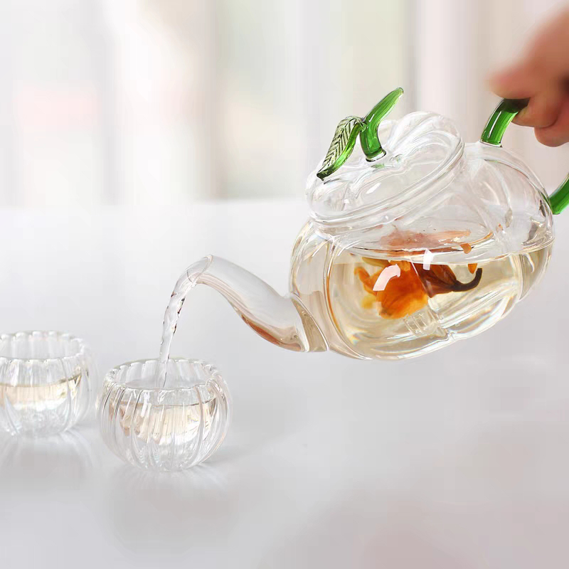 Heat Resistant Glass Pumpkin Pot Kettle with Warmer