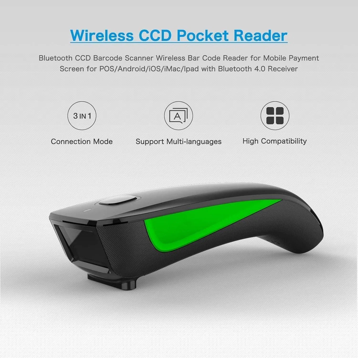 Netum Barcode Scanner Connect Smart Phone, Tablet, PC, CCD Bar Code Reader Work with Windows Mac Android Ios