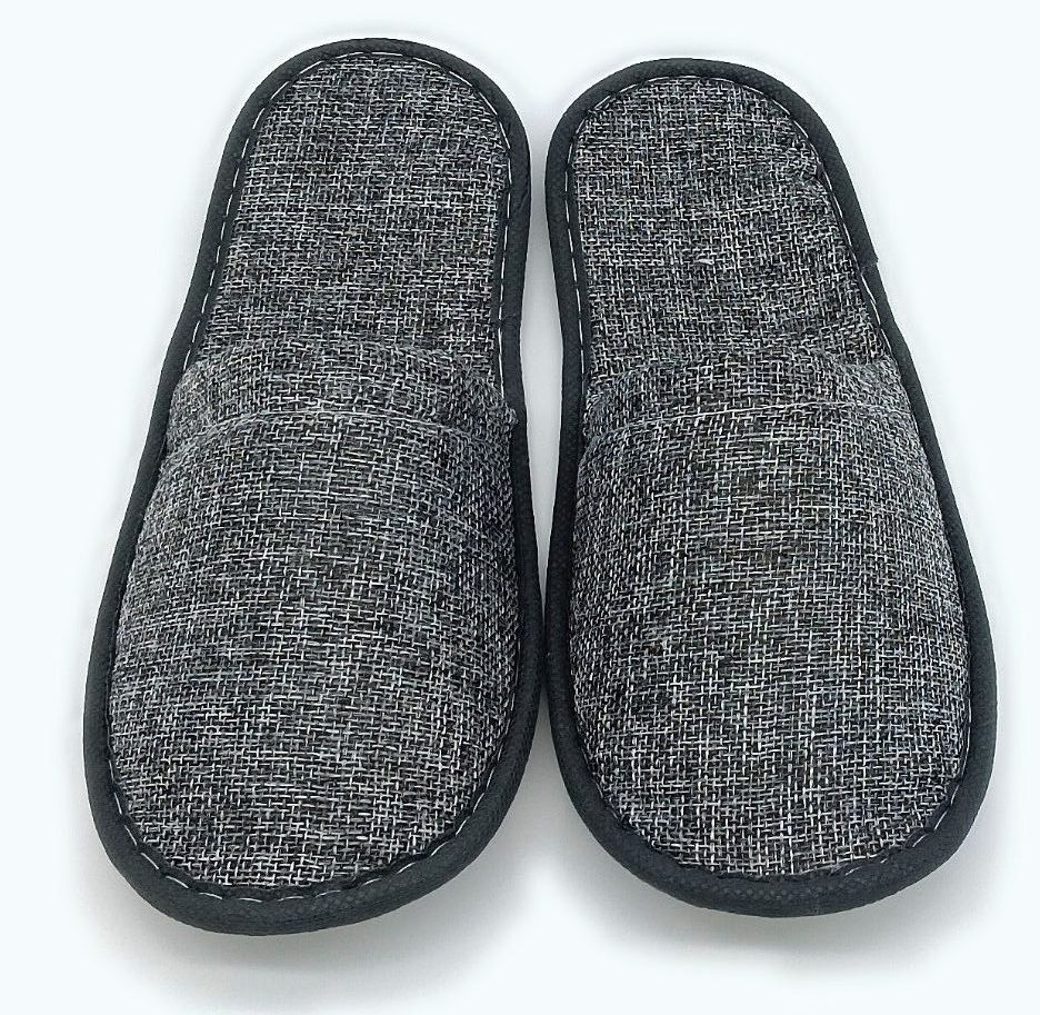 New Eco-Friendly Hotel Slippers Manufacturer Grey Linen SPA Slippers Sustainable Biodegradable Eco-Friendly Slippers for Hotels Disposable